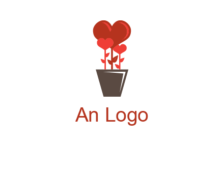 Heart Flowers Pot Icon