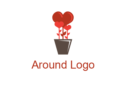 Heart Flowers Pot Icon