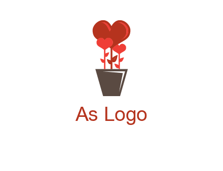 Heart Flowers Pot Icon