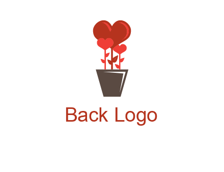 Heart Flowers Pot Icon