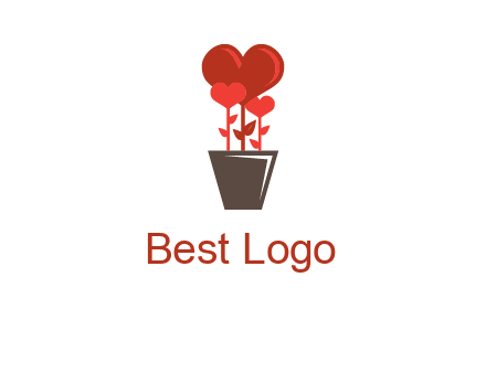 Heart Flowers Pot Icon