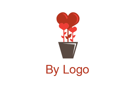 Heart Flowers Pot Icon