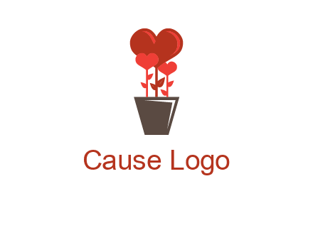 Heart Flowers Pot Icon