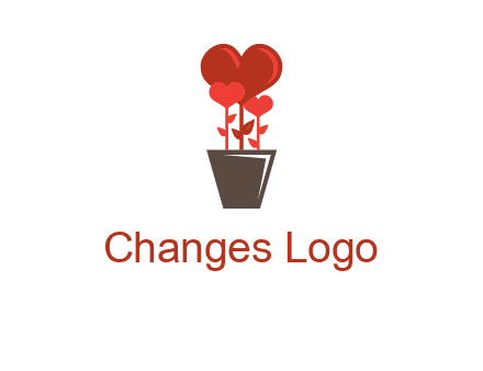 Heart Flowers Pot Icon
