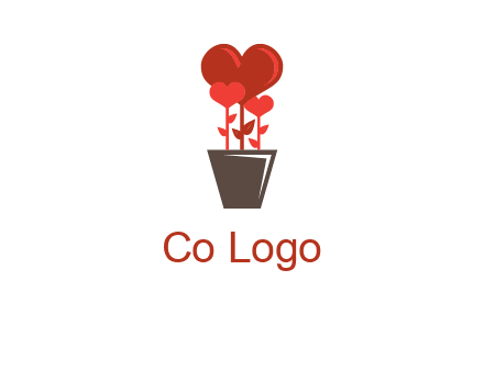 Heart Flowers Pot Icon