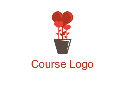 Heart Flowers Pot Icon