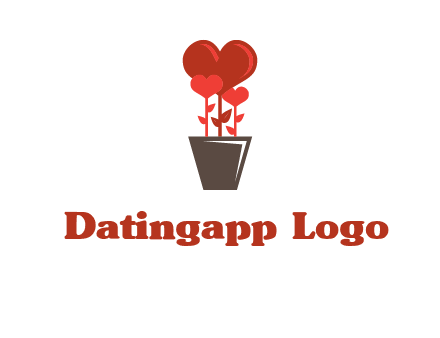 Heart Flowers Pot Icon