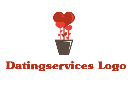Heart Flowers Pot Icon