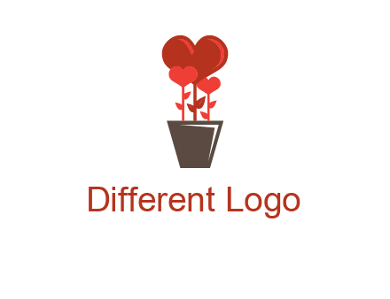 Heart Flowers Pot Icon