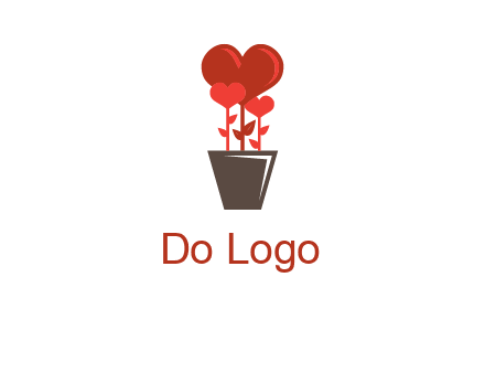 Heart Flowers Pot Icon