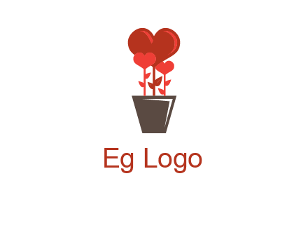 Heart Flowers Pot Icon