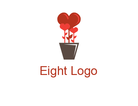 Heart Flowers Pot Icon