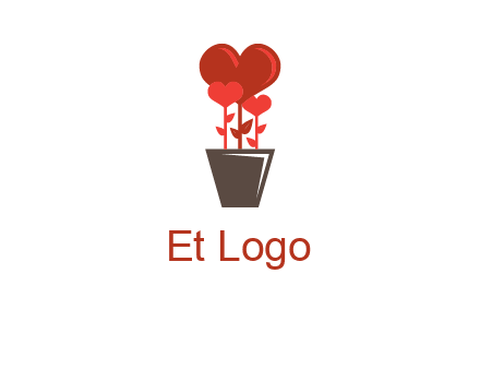 Heart Flowers Pot Icon