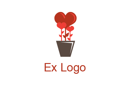 Heart Flowers Pot Icon