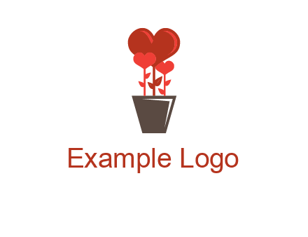 Heart Flowers Pot Icon
