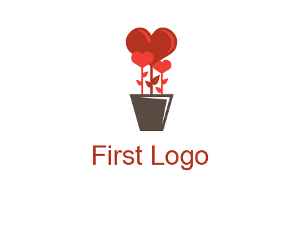 Heart Flowers Pot Icon