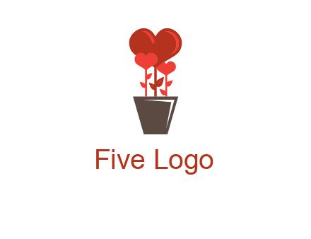 Heart Flowers Pot Icon