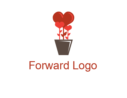 Heart Flowers Pot Icon