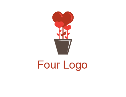 Heart Flowers Pot Icon