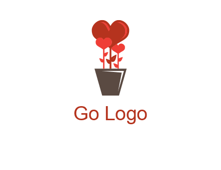 Heart Flowers Pot Icon