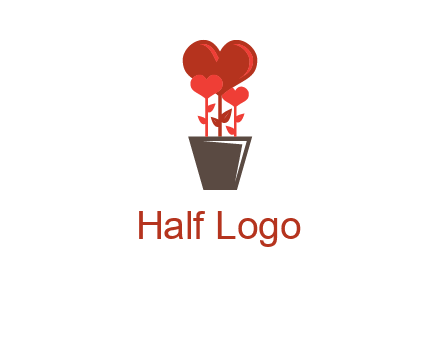 Heart Flowers Pot Icon