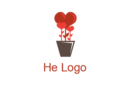 Heart Flowers Pot Icon