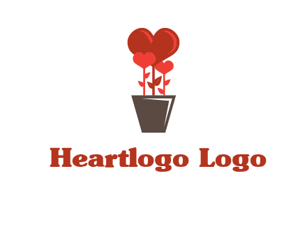 Heart Flowers Pot Icon