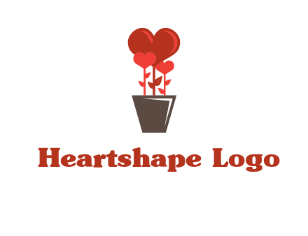 Heart Flowers Pot Icon