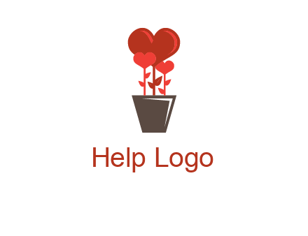 Heart Flowers Pot Icon
