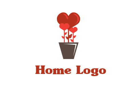 Heart Flowers Pot Icon