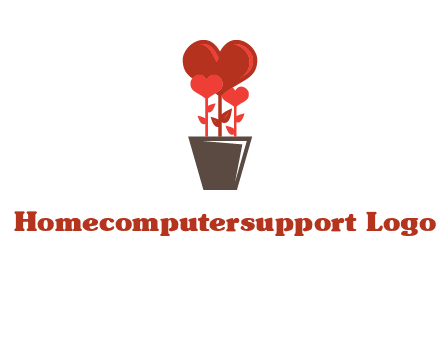 Heart Flowers Pot Icon