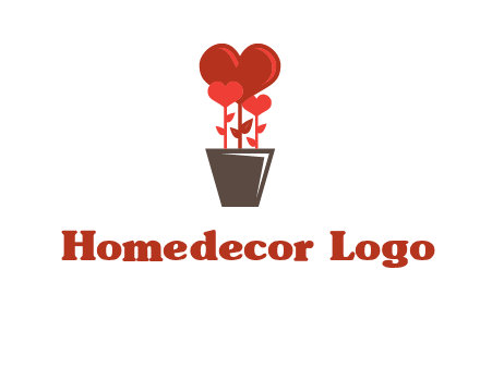 Heart Flowers Pot Icon