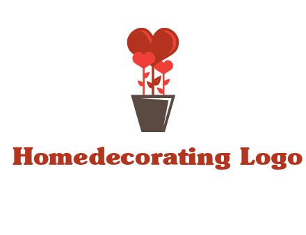 Heart Flowers Pot Icon