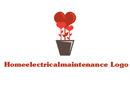 Heart Flowers Pot Icon