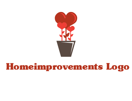 Heart Flowers Pot Icon