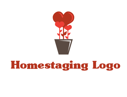Heart Flowers Pot Icon