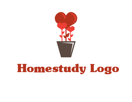 Heart Flowers Pot Icon