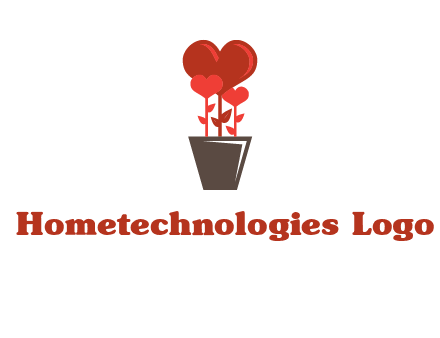 Heart Flowers Pot Icon