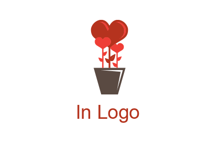 Heart Flowers Pot Icon