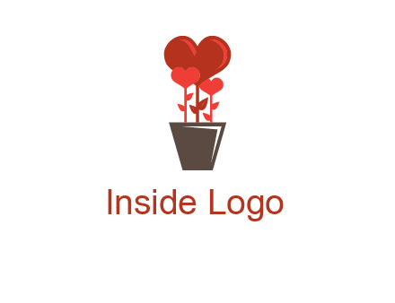 Heart Flowers Pot Icon