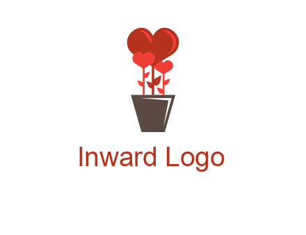 Heart Flowers Pot Icon