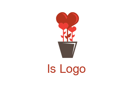 Heart Flowers Pot Icon