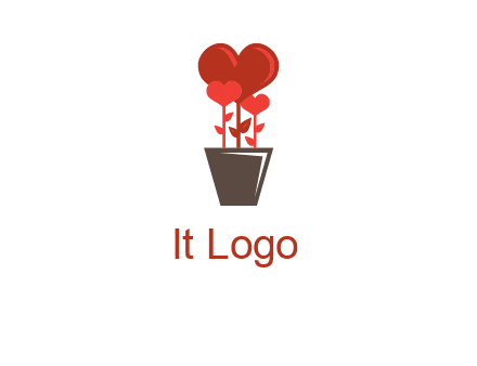 Heart Flowers Pot Icon