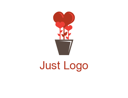 Heart Flowers Pot Icon