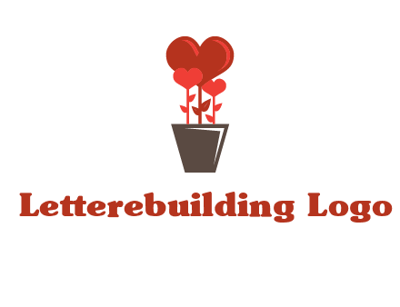 Heart Flowers Pot Icon