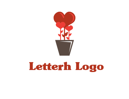 Heart Flowers Pot Icon