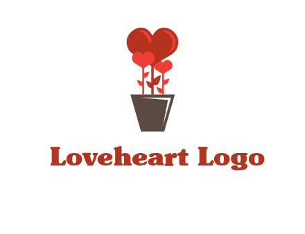 Heart Flowers Pot Icon