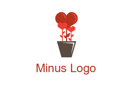 Heart Flowers Pot Icon