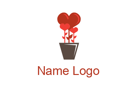 Heart Flowers Pot Icon