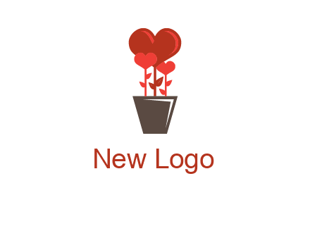 Heart Flowers Pot Icon